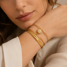 316L Stainless Steel 18K PVD Gold Sun Zircon Open Bangle made with 316L stainless steel and 18K PVD gold finish for wholesale jewelry buyers - image 5