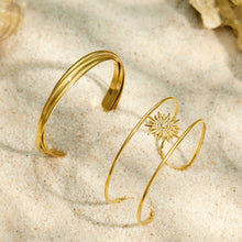 316L Stainless Steel 18K PVD Gold Sun Zircon Open Bangle made with 316L stainless steel and 18K PVD gold finish for wholesale jewelry buyers - image 6