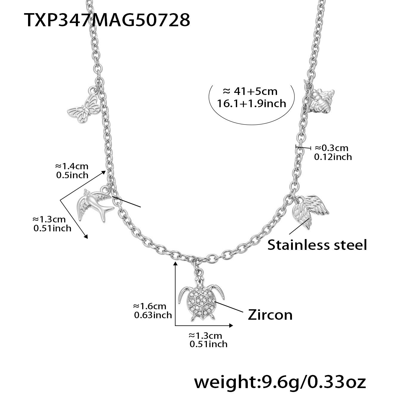 316L Stainless Steel Super Shiny 5A Zircon Heart Flower Necklace & Bracelet - Image 11