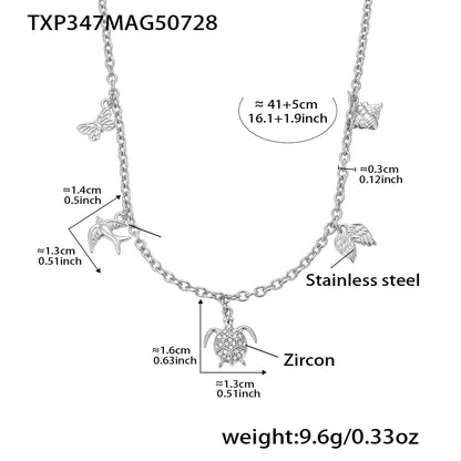 316L Stainless Steel Super Shiny 5A Zircon Heart Flower Necklace & Bracelet - Image 11
