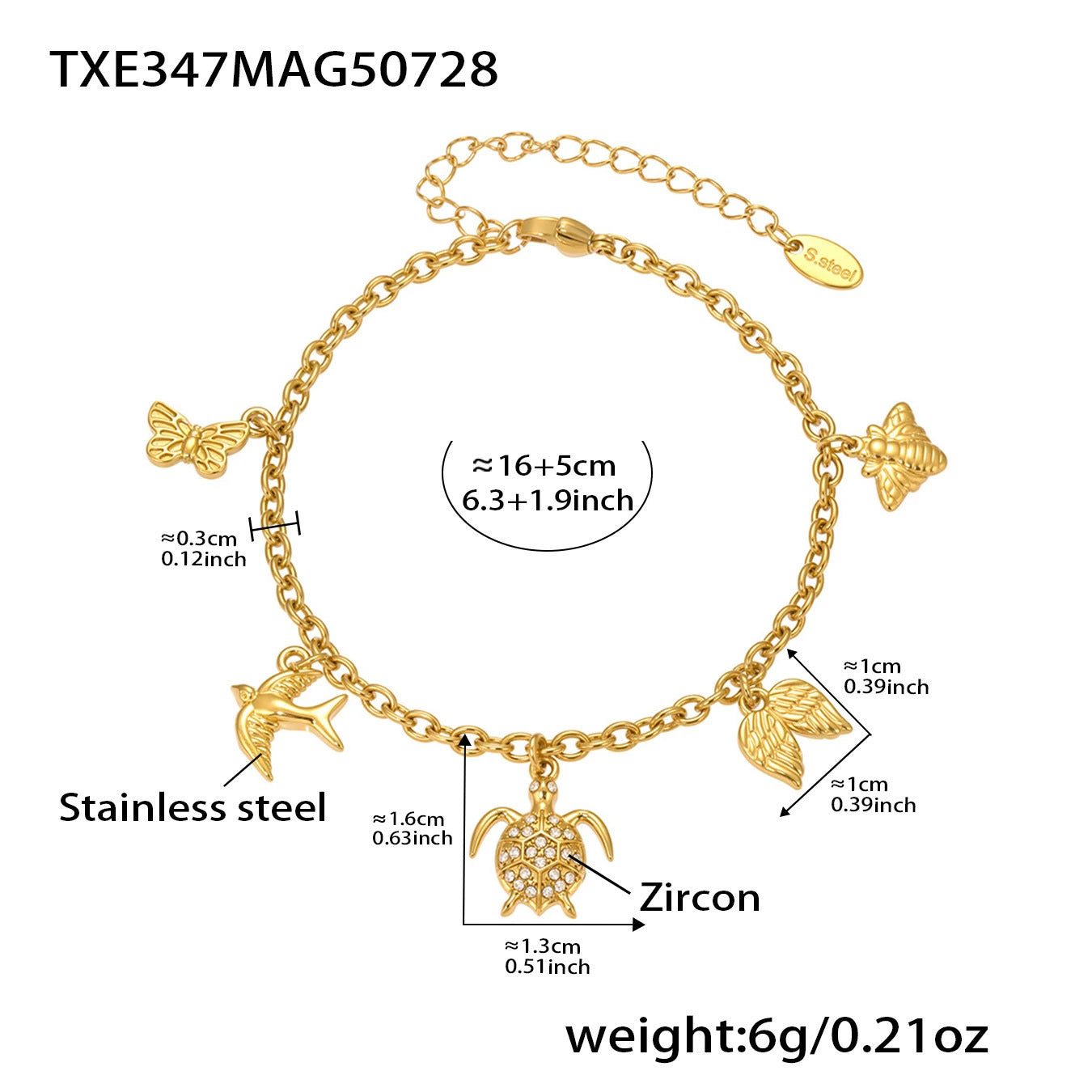 316L Stainless Steel Super Shiny 5A Zircon Heart Flower Necklace & Bracelet - Image 12