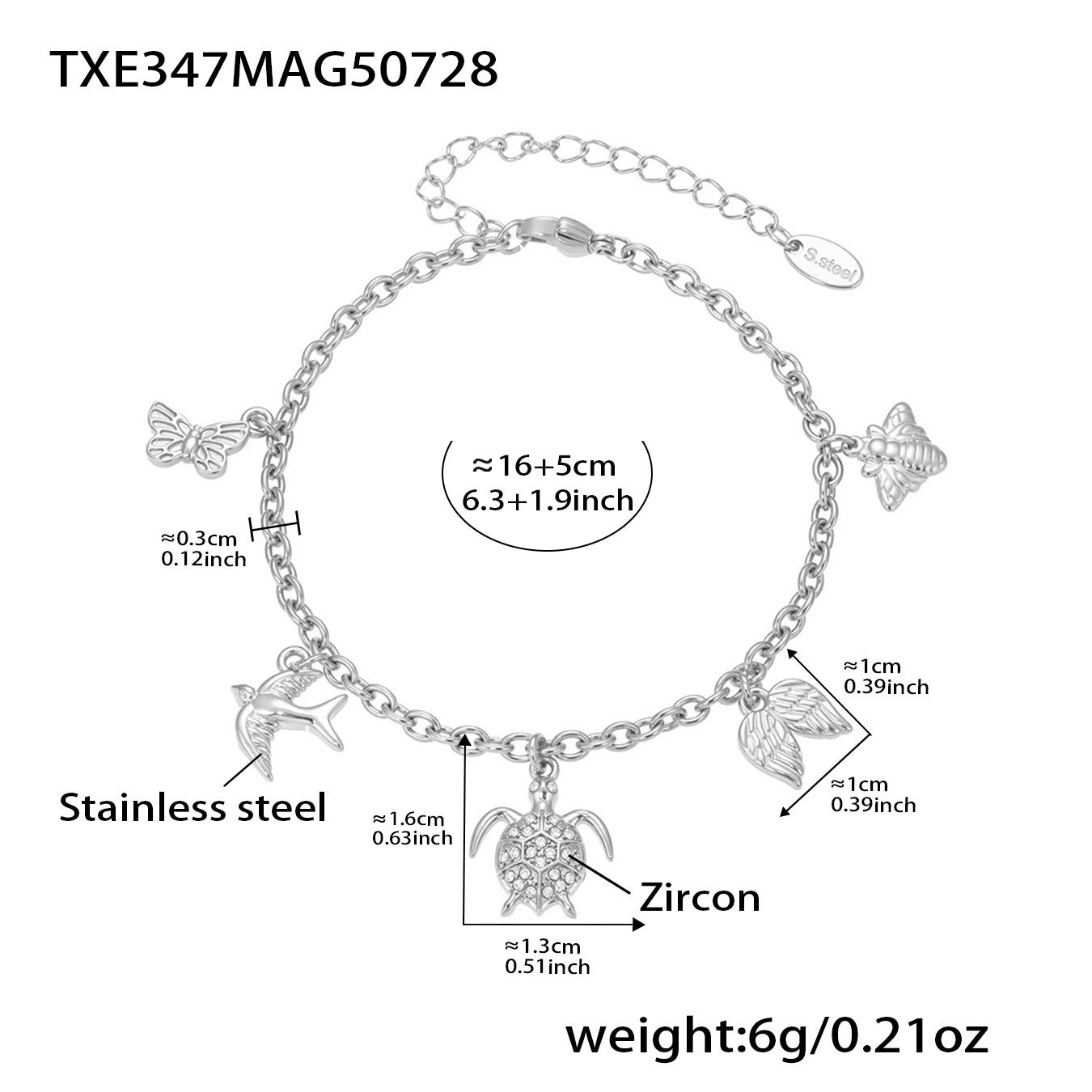 316L Stainless Steel Super Shiny 5A Zircon Heart Flower Necklace & Bracelet - Image 13