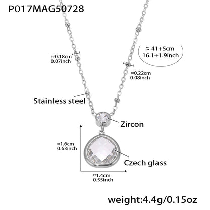 316L Stainless Steel Super Shiny 5A Zircon Heart Flower Necklace & Bracelet - Image 15