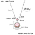 Steel / Pink Zircon Necklace 41+5cm