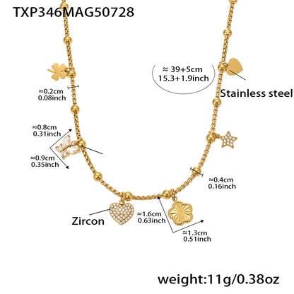 316L Stainless Steel Super Shiny 5A Zircon Heart Flower Necklace & Bracelet - Image 6