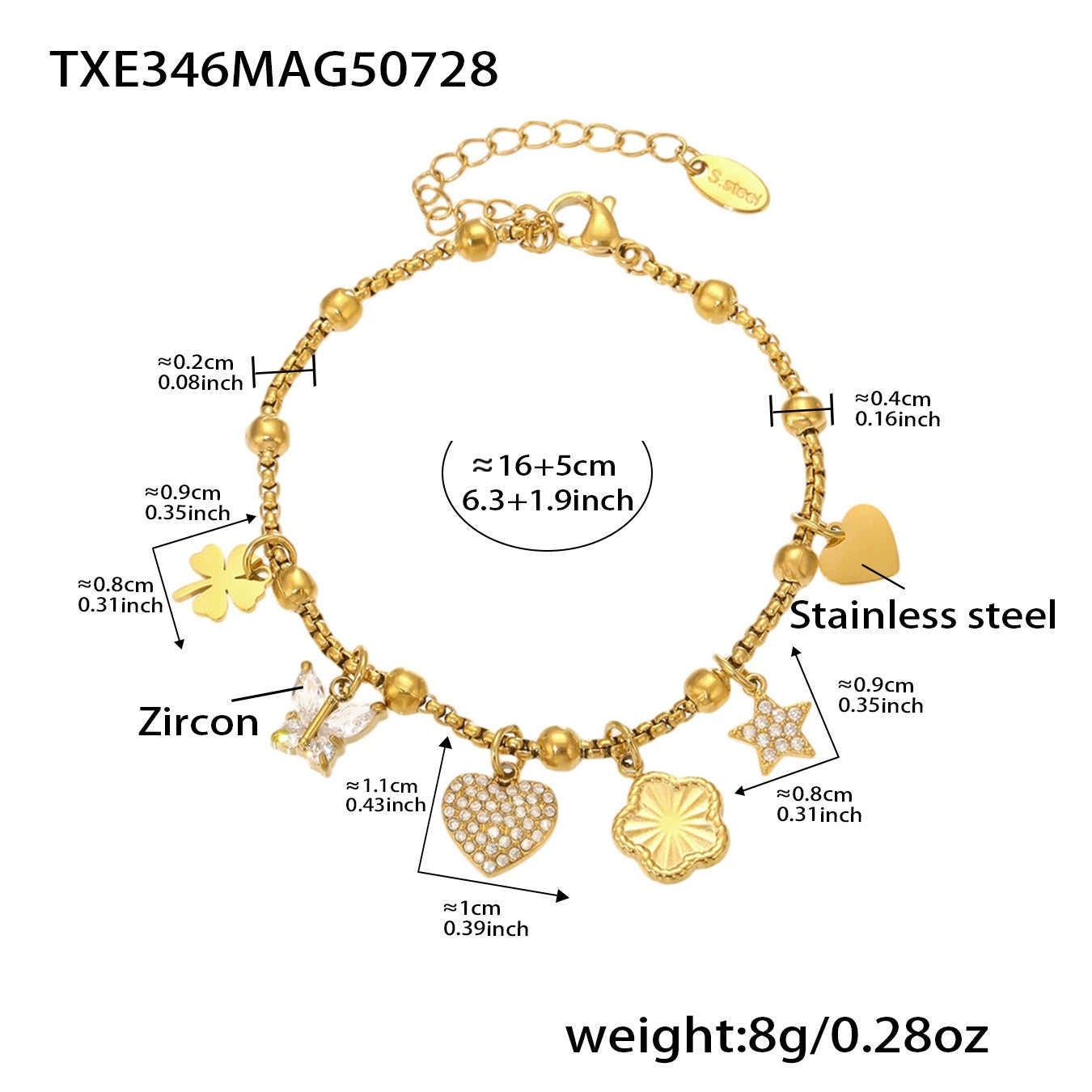 316L Stainless Steel Super Shiny 5A Zircon Heart Flower Necklace & Bracelet - Image 8