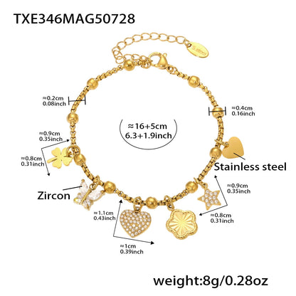 316L Stainless Steel Super Shiny 5A Zircon Heart Flower Necklace & Bracelet - Image 8