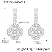 316L Stainless Steel Super Sparkling Zircon Heart Lucky Four-Leaf Clover Necklace Bracelet & Earrings Set - Image 2