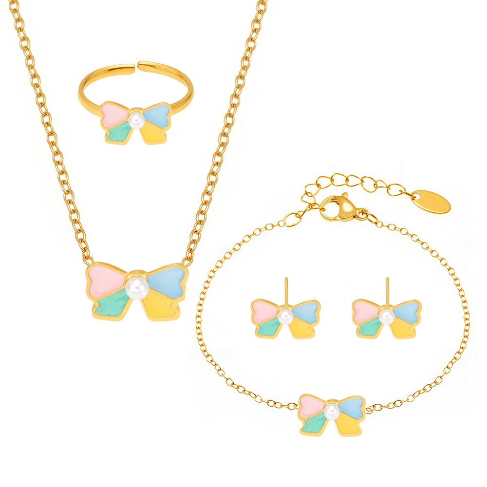 316L Stainless Steel Sweet Bow Shell Pearl Enamel Jewelry Collection - Image 10