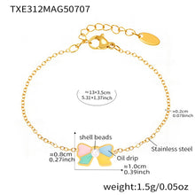 316L Stainless Steel Sweet Bow Shell Pearl Enamel Jewelry Collection - Image 2