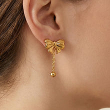 316L Stainless Steel Sweet & Chic Bowknot Heart Tassel Earrings & Necklace Set - Image 5