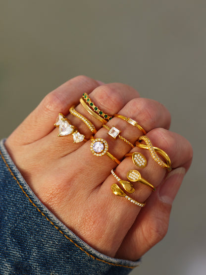 316L Stainless Steel Tarnish-Free 5A Zircon Rectangular Thin Band Ring - Image 11