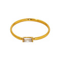 316L Stainless Steel Tarnish-Free 5A Zircon Rectangular Thin Band Ring