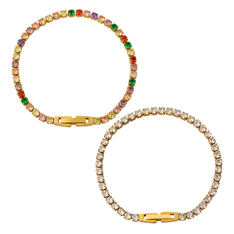 316L Stainless Steel Tarnish-Free Colorful Zircon Bracelet - Image 1