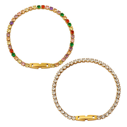 316L Stainless Steel Tarnish-Free Colorful Zircon Bracelet - Image 1