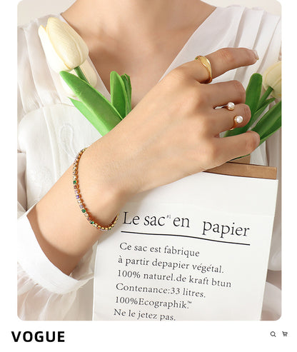 316L Stainless Steel Tarnish-Free Colorful Zircon Bracelet - Image 2