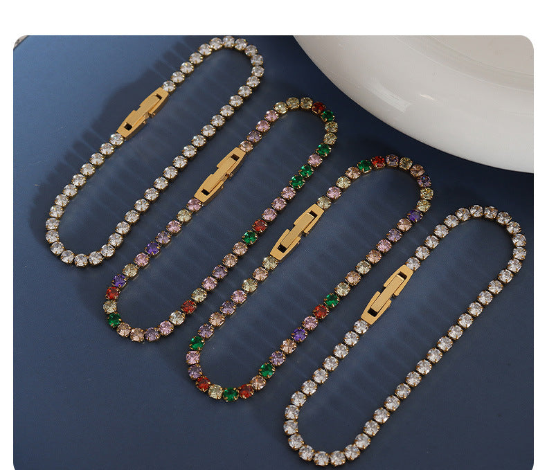 316L Stainless Steel Tarnish-Free Colorful Zircon Bracelet - Image 5