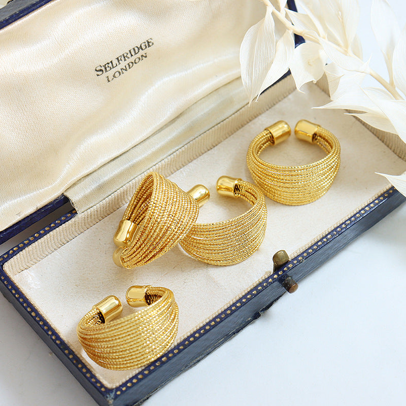 316L Stainless Steel Tarnish-Free Geometric Half-Circle Ring - Image 5