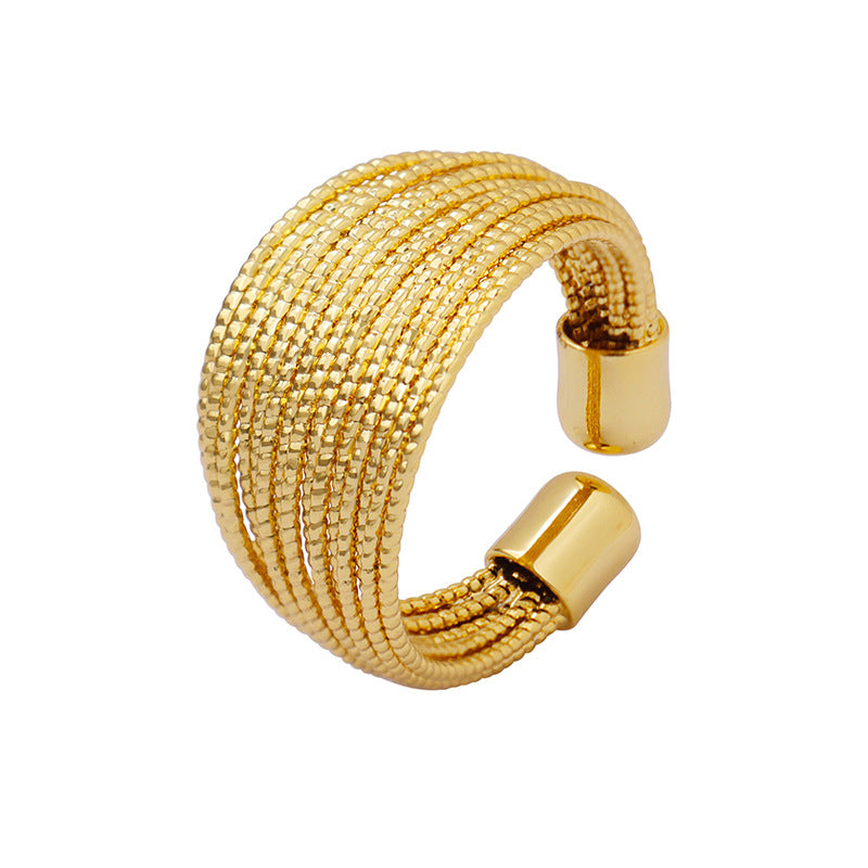316L Stainless Steel Tarnish-Free Geometric Half-Circle Ring - Image 7
