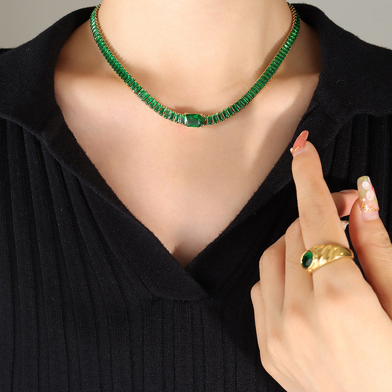 316L Stainless Steel Tarnish-Free Pavé Zircon Dainty Necklace & Bracelet Set - Image 13