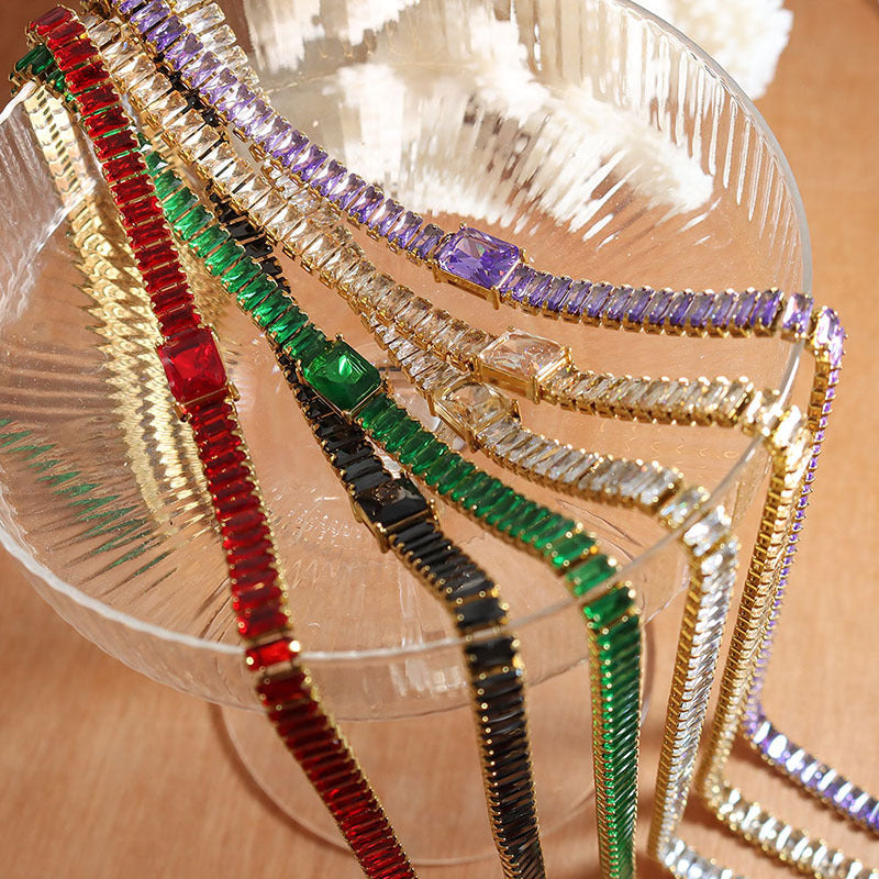 316L Stainless Steel Tarnish-Free Pavé Zircon Dainty Necklace & Bracelet Set - Image 17