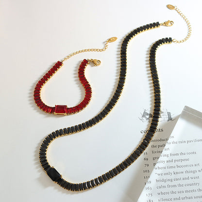 316L Stainless Steel Tarnish-Free Pavé Zircon Dainty Necklace & Bracelet Set - Image 6