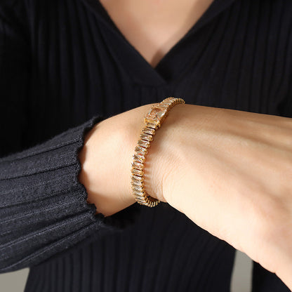 316L Stainless Steel Tarnish-Free Pavé Zircon Dainty Necklace & Bracelet Set - Image 9