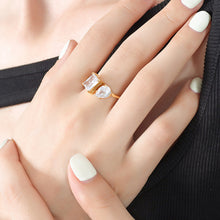 316L stainless steel Tarnish-Resistant Zircon Pave Adjustable Open Ring modeled styling view for wholesale ring buyers