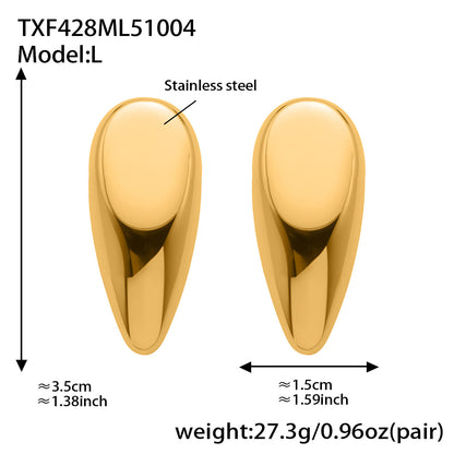 High polish 316L stainless steel teardrop earrings size comparison for wholesale jewelry
