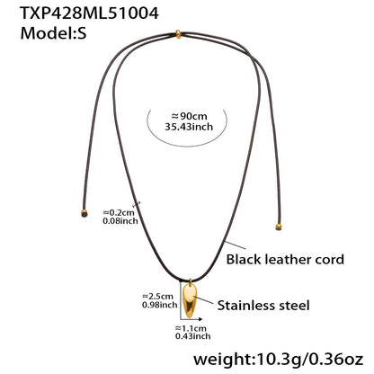 18K gold plated 316L stainless steel teardrop pendant necklace with colorful string
