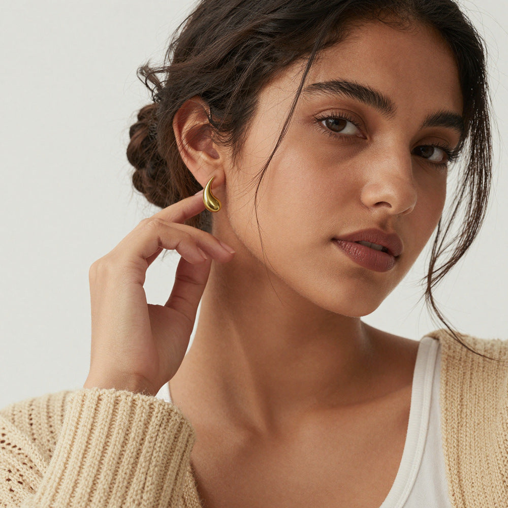 316L Stainless Steel Teardrop Polished Stud Earrings