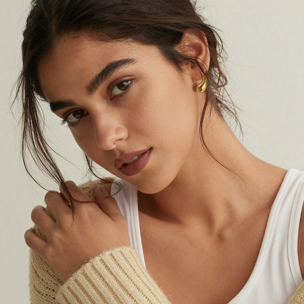 316L Stainless Steel Teardrop Polished Stud Earrings