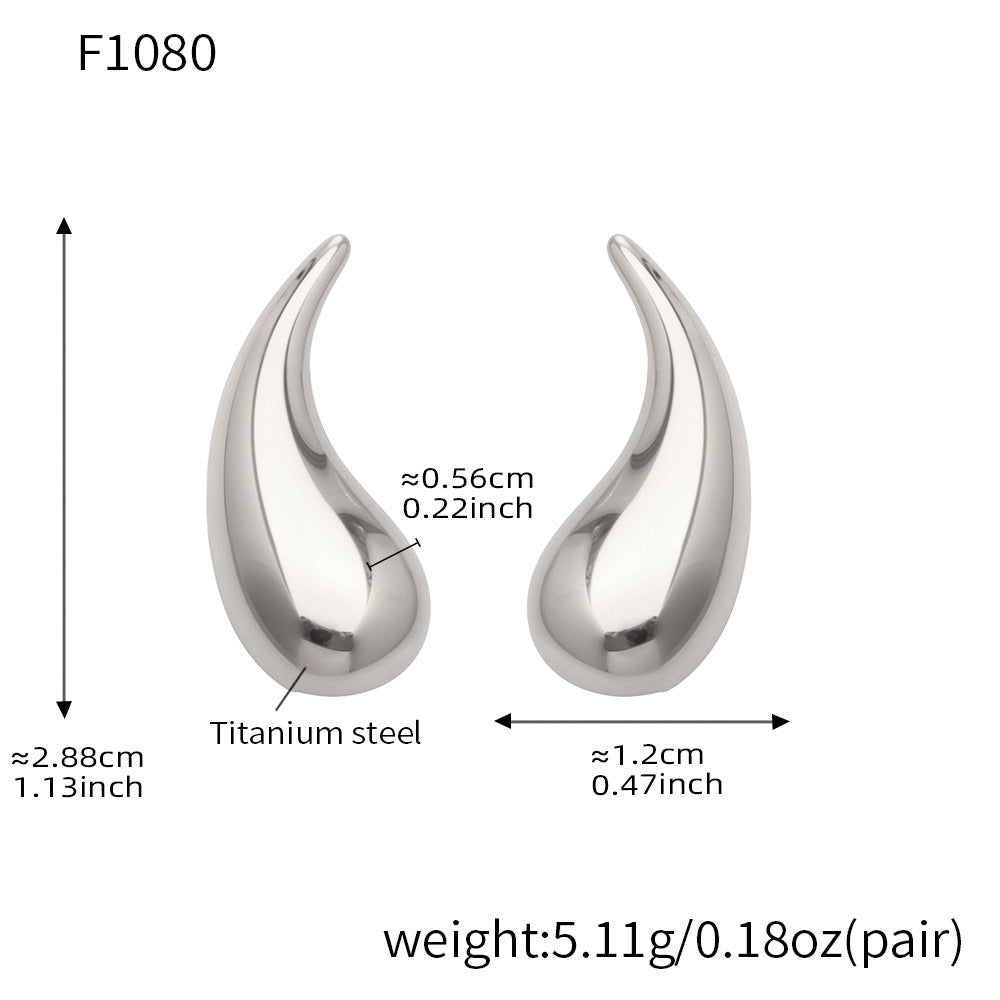 316L Stainless Steel Teardrop Polished Stud Earrings