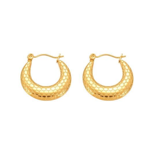 316L Stainless Steel Textured Circle Hoop Earrings - Image 7