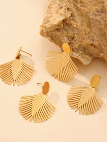 316L Stainless Steel Textured Exaggerated Gold Plated Hoop Earrings - Image 1