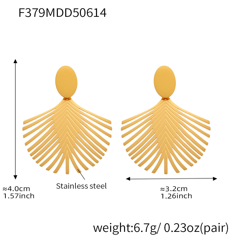 316L Stainless Steel Textured Exaggerated Gold Plated Hoop Earrings - Image 2