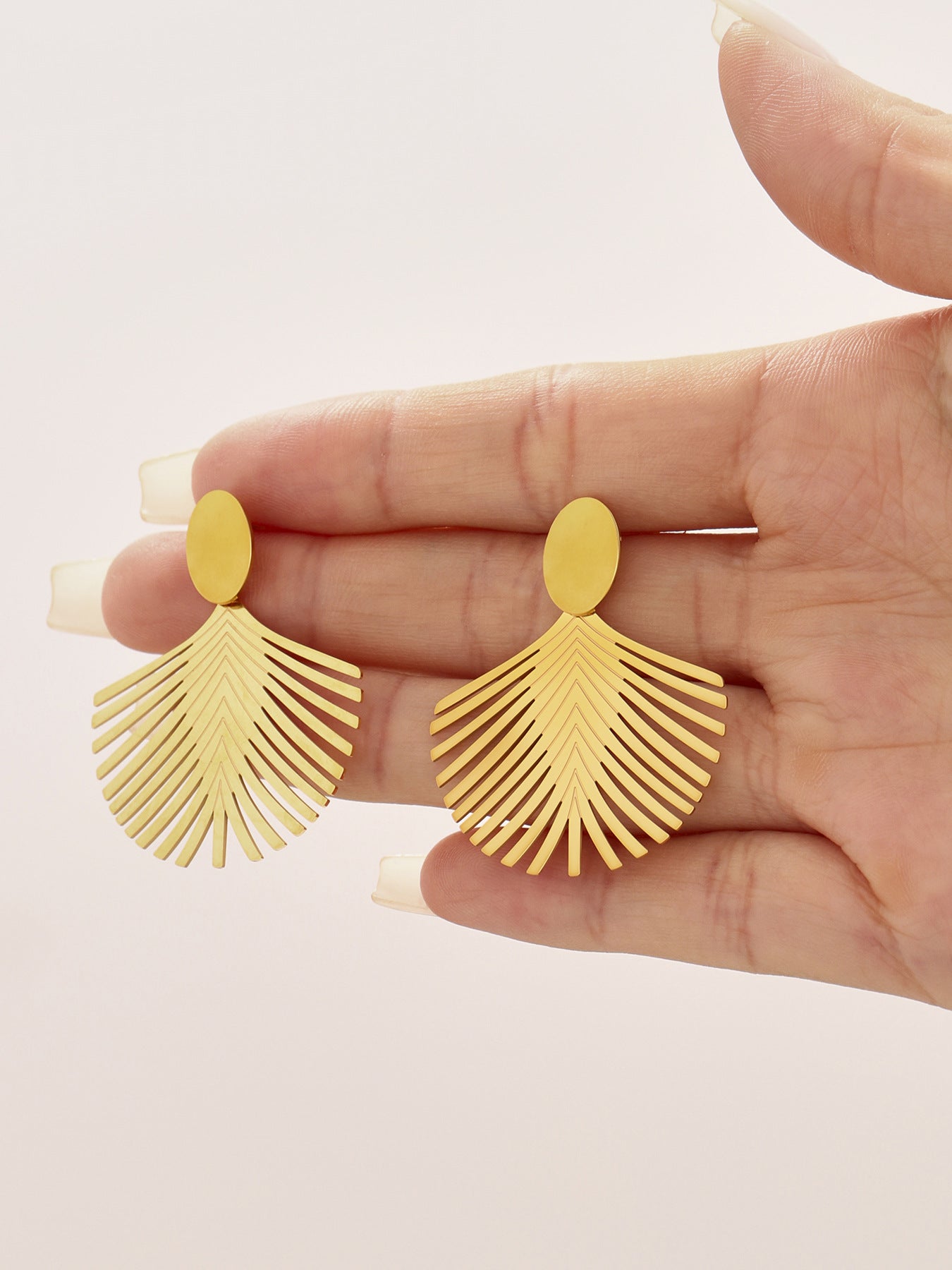 316L Stainless Steel Textured Exaggerated Gold Plated Hoop Earrings - Image 4