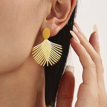 316L Stainless Steel Textured Exaggerated Gold Plated Hoop Earrings - Image 5