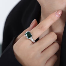 316L Stainless Steel Textured Faceted Rectangular Zircon Ring - Image 6