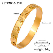 316L Stainless Steel Textured Floral Shell Inlay Bangle - Image 12