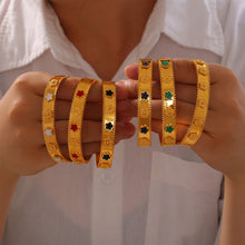 316L Stainless Steel Textured Floral Shell Inlay Bangle - Image 8