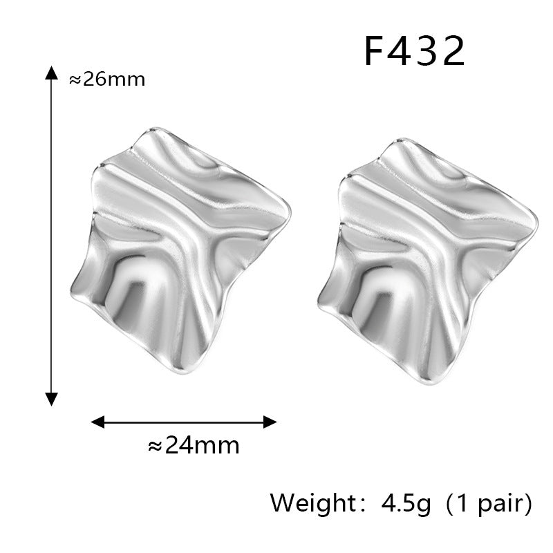 316L Stainless Steel Textured Irregular Minimalist Drop Earrings - Irregular Textured Detail 2