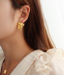 316L Stainless Steel Textured Irregular Minimalist Drop Earrings - Irregular Textured Detail 3