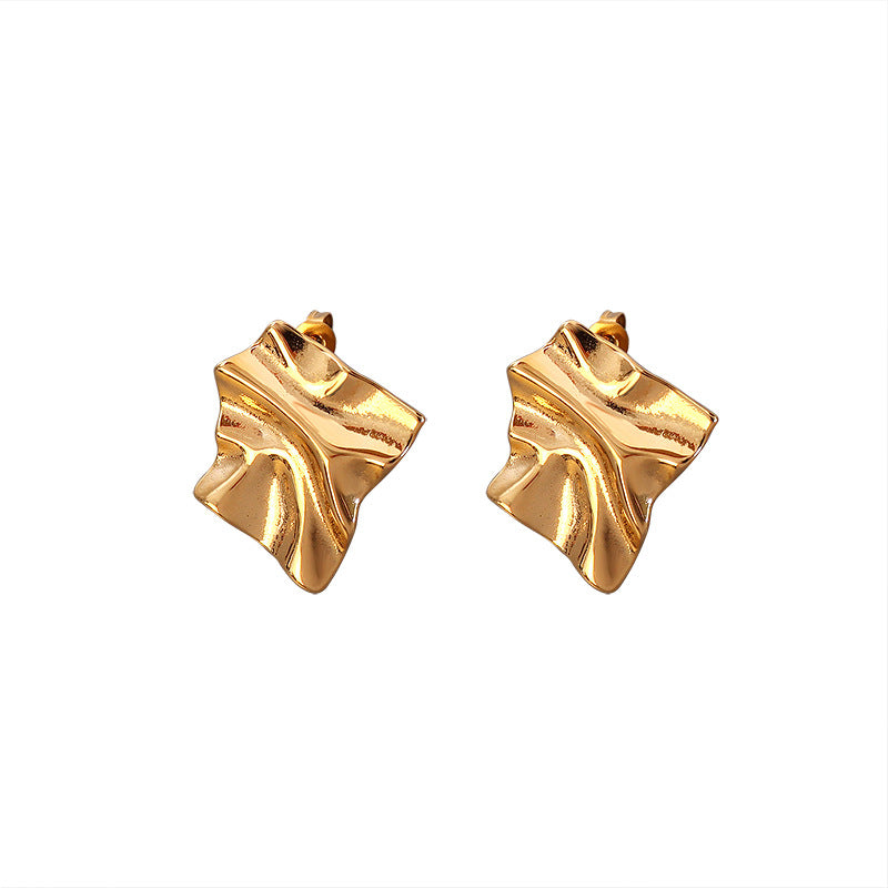 316L Stainless Steel Textured Irregular Minimalist Drop Earrings - Irregular Textured Detail 7
