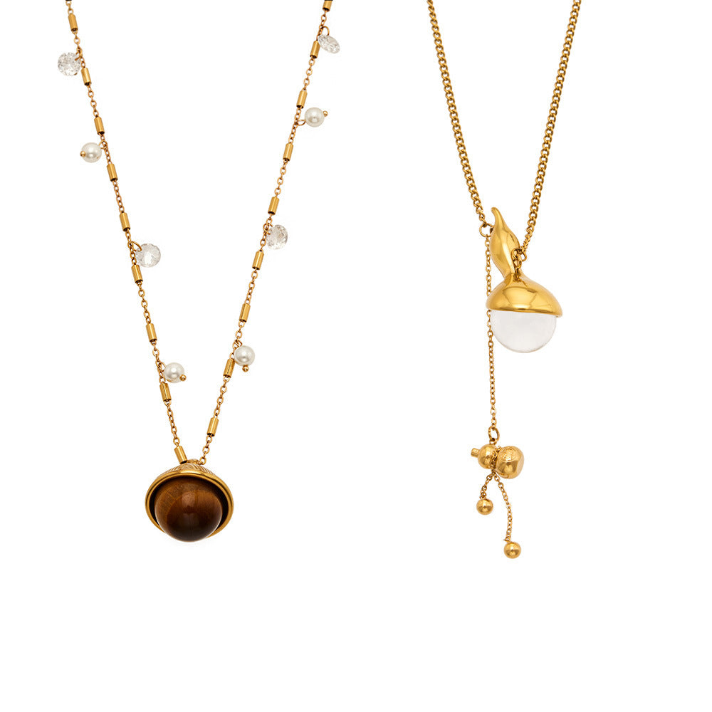 316L Stainless Steel 18K PVD Gold Tiger Eye Necklace made with 316L stainless steel and 18K PVD gold finish for wholesale jewelry buyers - image 4