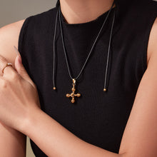 316L Stainless Steel Tiger's Eye Cross Lariat Necklace - Image 2