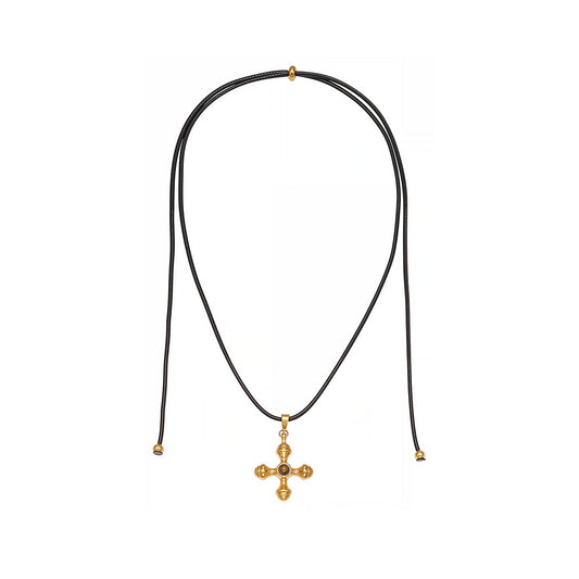316L Stainless Steel Tiger's Eye Cross Lariat Necklace