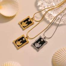 316L Stainless Steel Trendy Enamel Square Tag Double Layer Pendant Necklace - Image 2