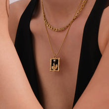 316L Stainless Steel Trendy Enamel Square Tag Double Layer Pendant Necklace - Image 3