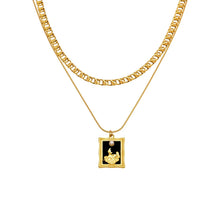 316L Stainless Steel Trendy Enamel Square Tag Double Layer Pendant Necklace - Image 5